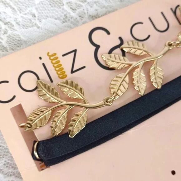 Gatsby 1920's Head Band Gold Leaves Adjustable Coilz & Curlz - Picture 1 of 11